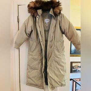 Vintage down filled fur trim hood ultra warm puffer coat M